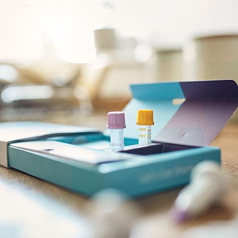 DNA testing kit sitting on table