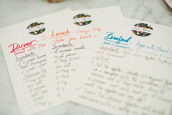 personalised food plans, handwritten